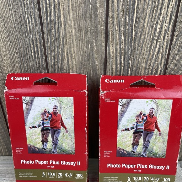 2 Pack New Genuine Canon Photo Paper Plus Glossy II 4x6 PP-301, 100 Sheets - Picture 2 of 12